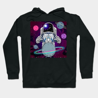 Astronaut and planet in space Hoodie